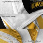 kennesaw state owls brushstrokes gold white blanket best selling
