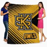 kennesaw state owls diagonal stripes gold blanket best selling