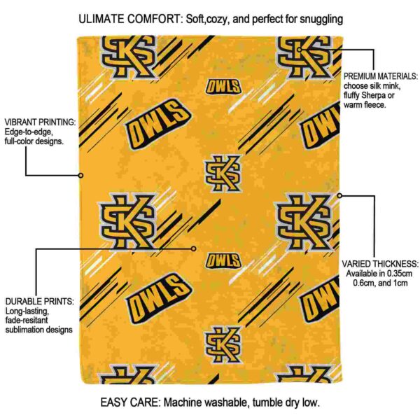 kennesaw state owls fan spirit gold blanket new arrival