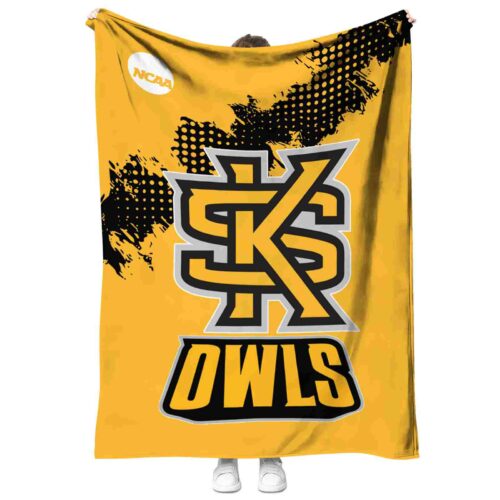 kennesaw state owls grunge texture gold blanket best selling