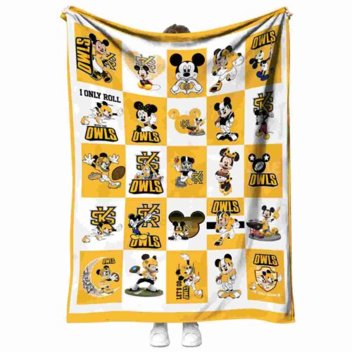 kennesaw state owls mickey minnie gold white blanket best selling