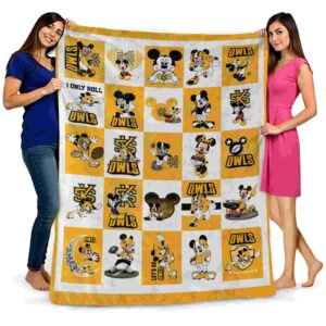 kennesaw state owls mickey minnie gold white blanket fashion forward
