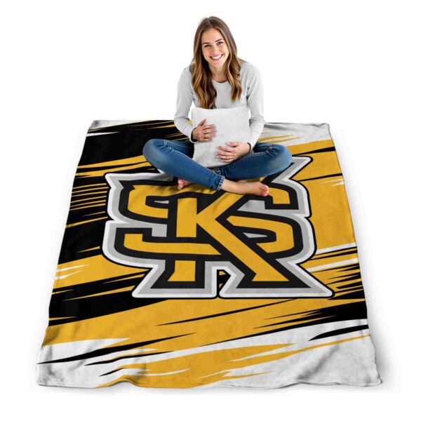 kennesaw state owls paint streaks gold white blanket high quality