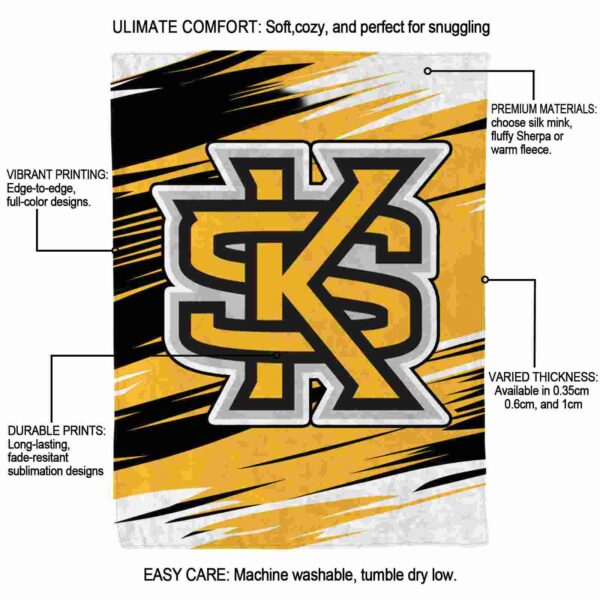 kennesaw state owls paint streaks gold white blanket new arrival