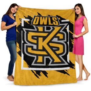 kennesaw state owls splatter effect gold blanket fashion forward