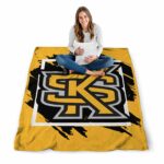 kennesaw state owls splatter effect gold blanket high quality