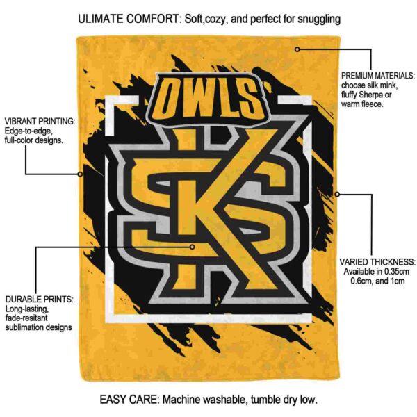 kennesaw state owls splatter effect gold blanket new arrival