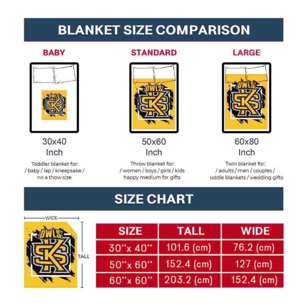 kennesaw state owls splatter effect gold blanket trendy