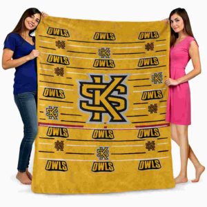 kennesaw state owls striped pattern gold blanket fashion forward
