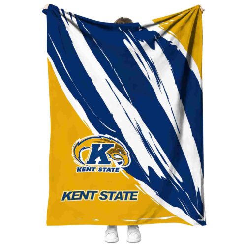 kent state golden flashes brushstrokes navy blue white blanket best selling