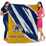 kent state golden flashes brushstrokes navy blue white blanket best selling