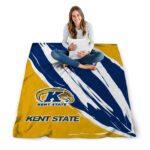 kent state golden flashes brushstrokes navy blue white blanket best selling