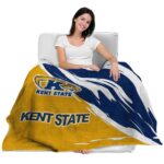 kent state golden flashes brushstrokes navy blue white blanket best selling