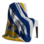 kent state golden flashes brushstrokes navy blue white blanket best selling
