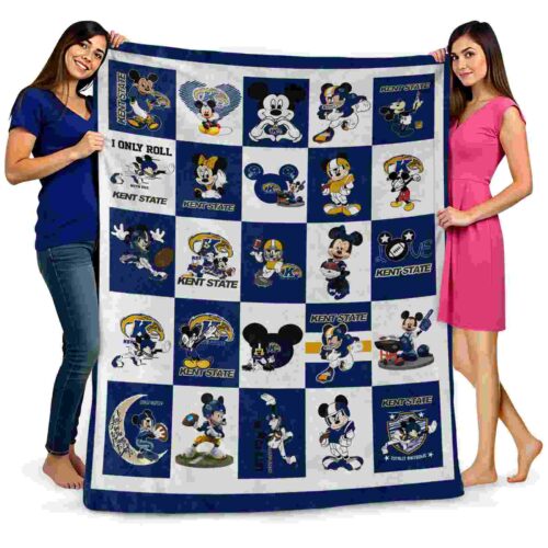 kent state golden flashes mickey minnie navy blue white blanket fashion forward