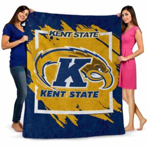 kent state golden flashes splatter effect navy blue blanket fashion forward