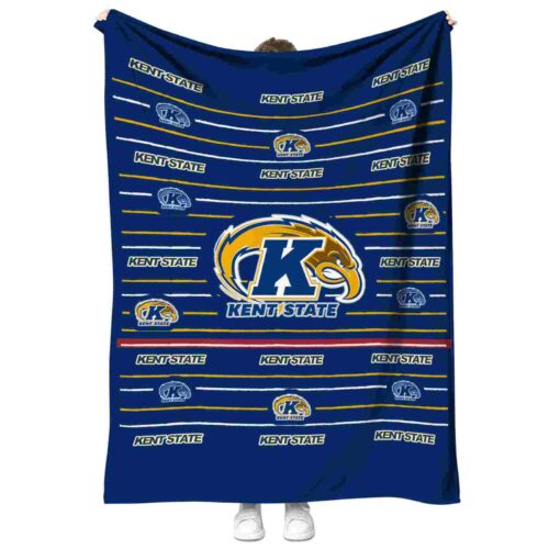 kent state golden flashes striped pattern navy blue blanket best selling