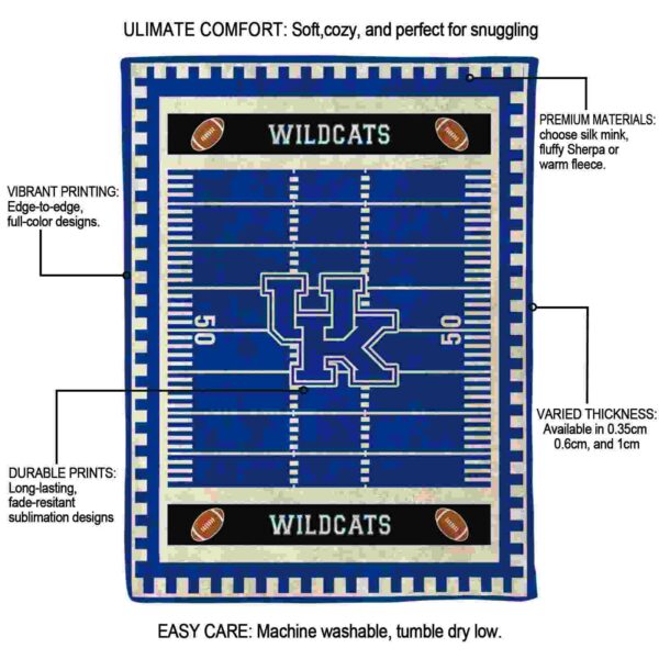 kentucky wildcats football field blue blanket new arrival