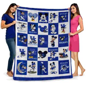 kentucky wildcats mickey minnie blue white blanket fashion forward