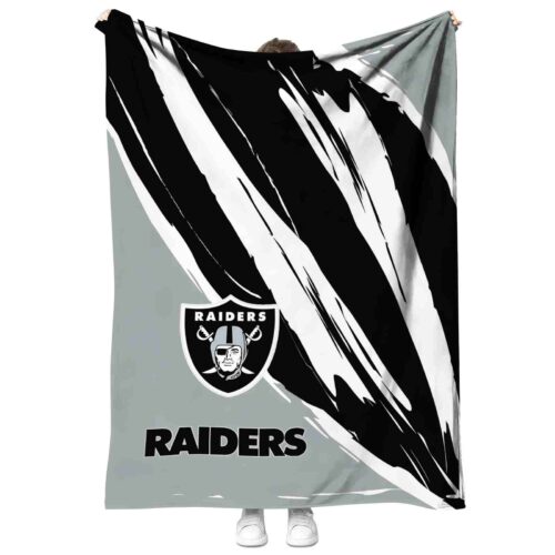 las vegas raiders brushstrokes black white blanket best selling