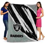 las vegas raiders brushstrokes black white blanket best selling
