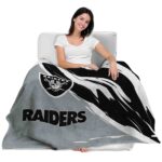 las vegas raiders brushstrokes black white blanket best selling
