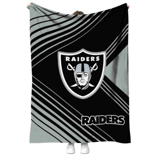 las vegas raiders diagonal stripes black blanket best selling