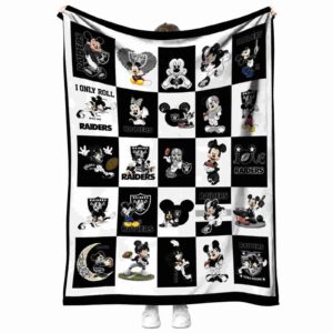 las vegas raiders mickey minnie black white blanket best selling