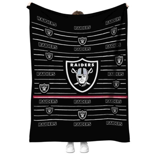 las vegas raiders striped pattern black blanket best selling