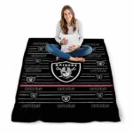 las vegas raiders striped pattern black blanket best selling