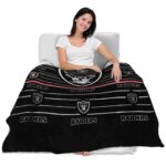 las vegas raiders striped pattern black blanket best selling