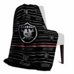 las vegas raiders striped pattern black blanket best selling