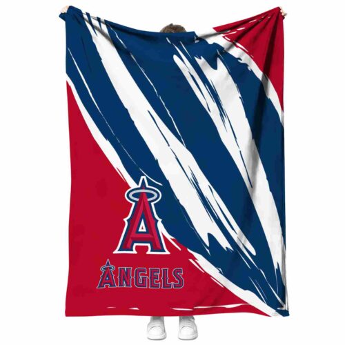 los angeles angels brushstrokes blue white blanket best selling