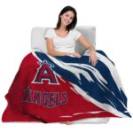 los angeles angels brushstrokes blue white blanket latest model