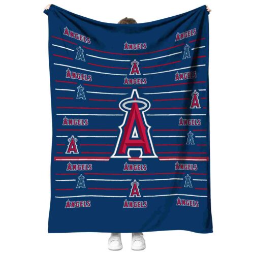 los angeles angels striped pattern blue blanket best selling