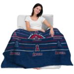 los angeles angels striped pattern blue blanket best selling