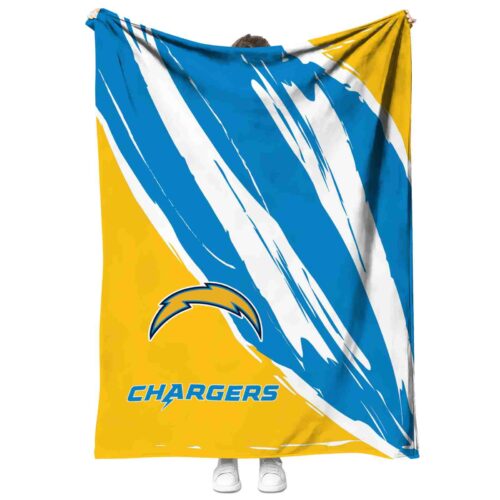los angeles chargers brushstrokes blue white blanket best selling