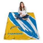 los angeles chargers brushstrokes blue white blanket high quality