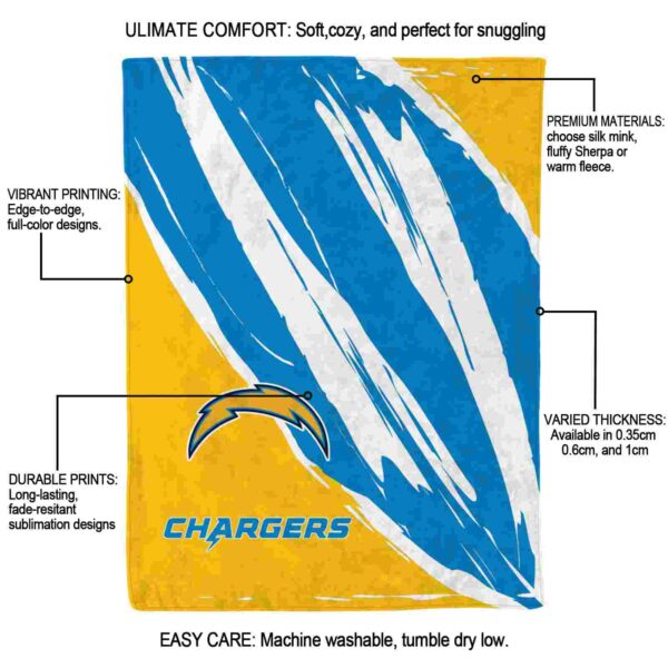 los angeles chargers brushstrokes blue white blanket new arrival