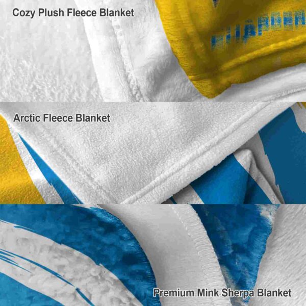 los angeles chargers brushstrokes blue white blanket premium grade