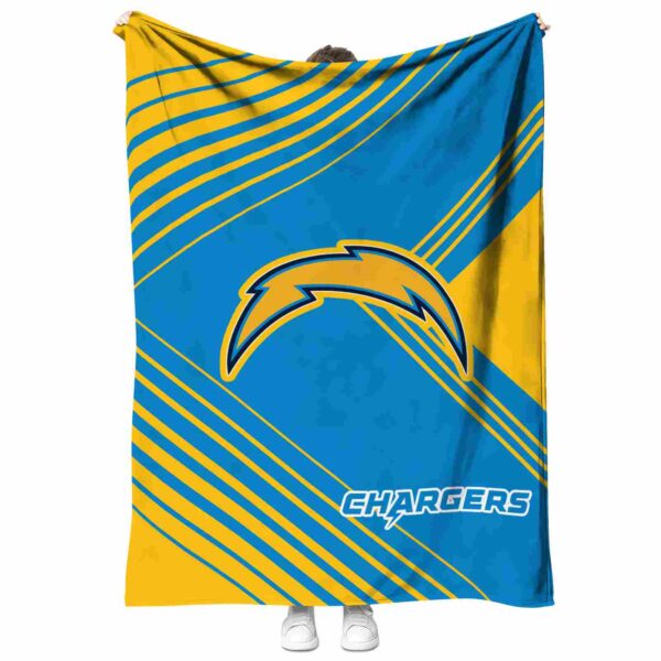 los angeles chargers diagonal stripes blue blanket best selling