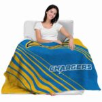 los angeles chargers diagonal stripes blue blanket latest model