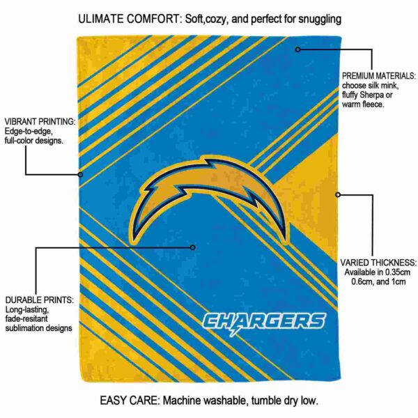 los angeles chargers diagonal stripes blue blanket new arrival
