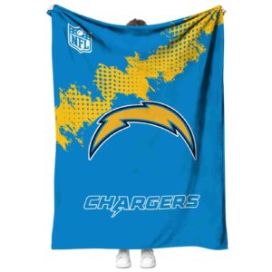 los angeles chargers grunge texture blue blanket best selling