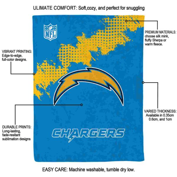 los angeles chargers grunge texture blue blanket new arrival