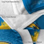 los angeles chargers grunge texture blue blanket premium grade