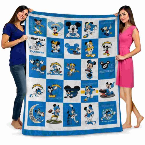 los angeles chargers mickey minnie blue white blanket fashion forward
