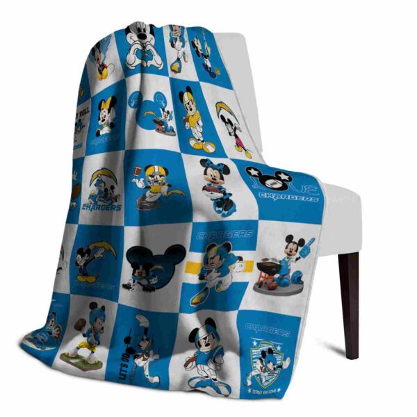los angeles chargers mickey minnie blue white blanket top rated
