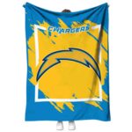 los angeles chargers splatter effect blue blanket best selling
