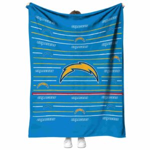 los angeles chargers striped pattern blue blanket best selling